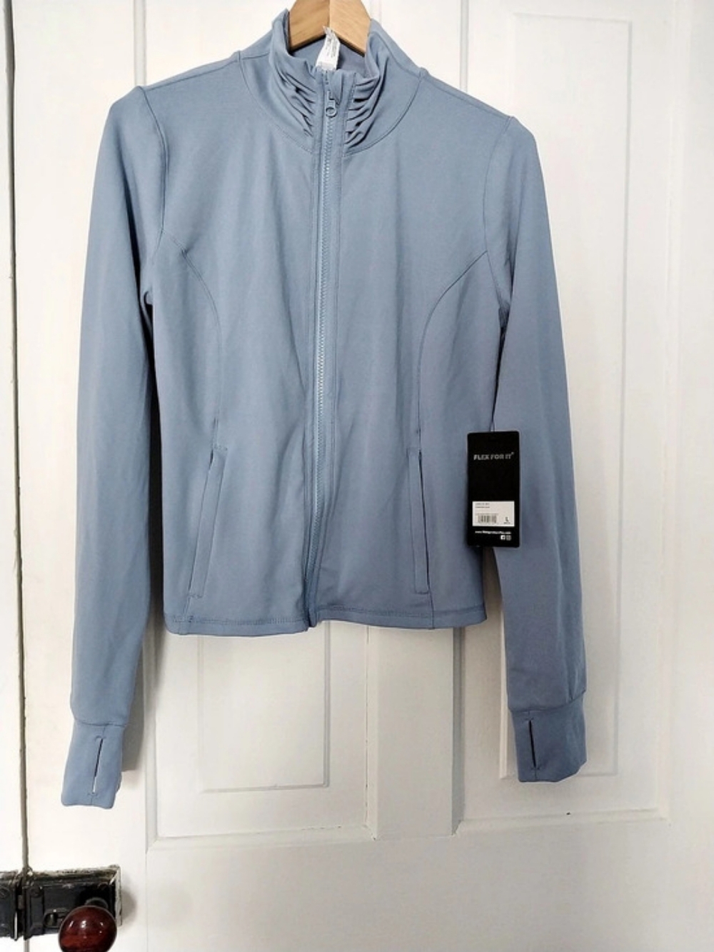 90 Degree by Reflex Full Zip Running Track Jacket with Thumbholes Blue